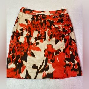Jones New York Orange Black Pencil Skirt Dressy Sz10 Stretchy Zipper Autumn/Fall